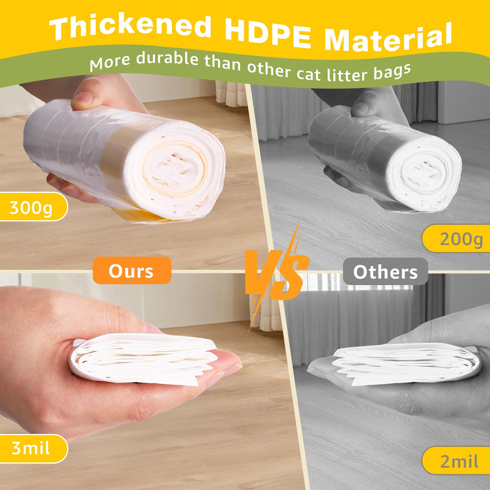 Zuqqony tear-resistant material reduces leaks when bag is handled and disposed.
