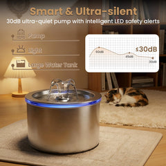 Stainless steel body of Zvaiv fountain simplifies cleaning and resists stains