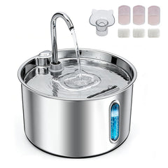 Zvaiv stainless-steel cat water fountain with 74oz capacity for steady hydration.