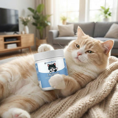 ZyBeauty Taurine for Cats powder mixed into wet food for seamless supplementation.