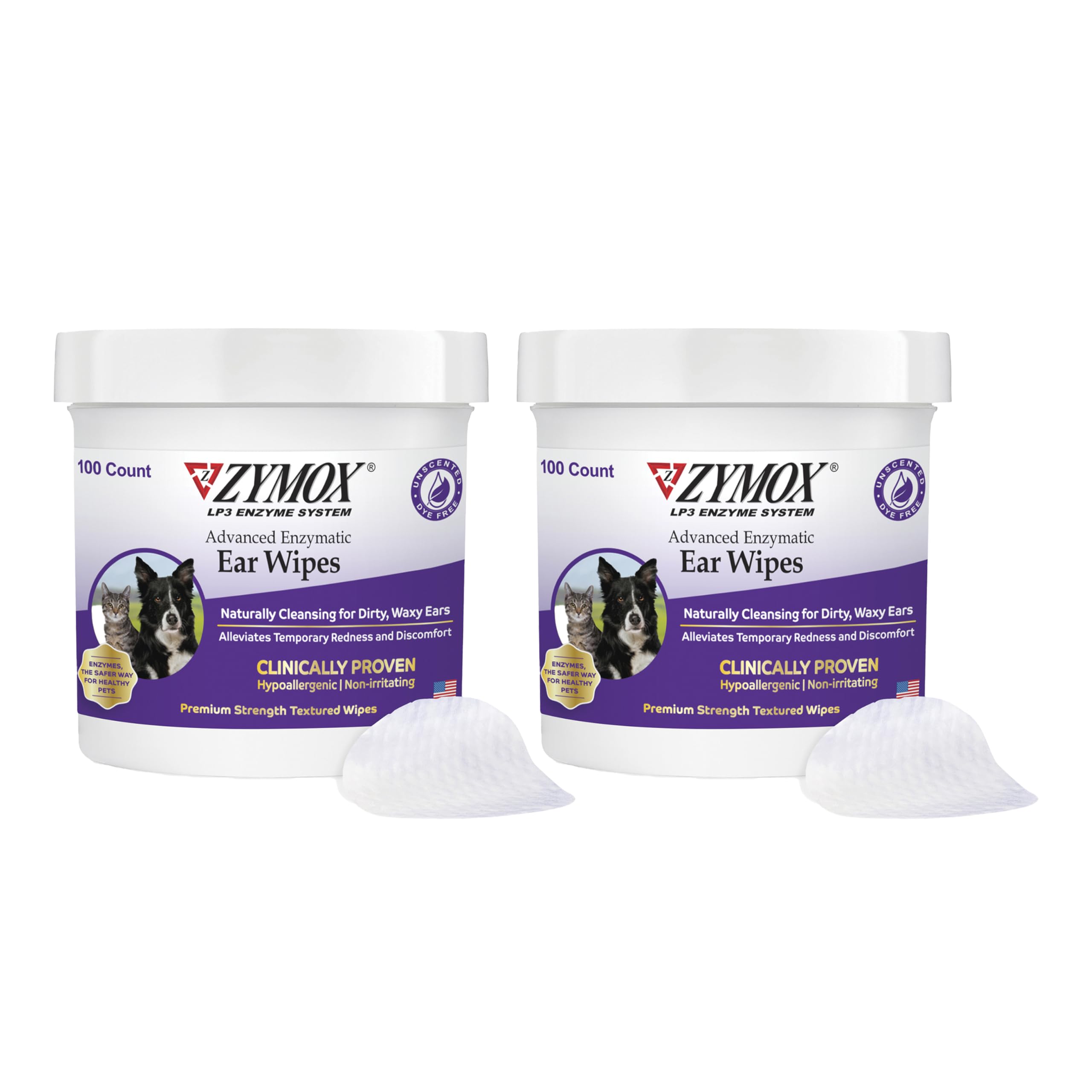 Zymox Advanced Ear Wipes for dogs and cats cleaning ears gently