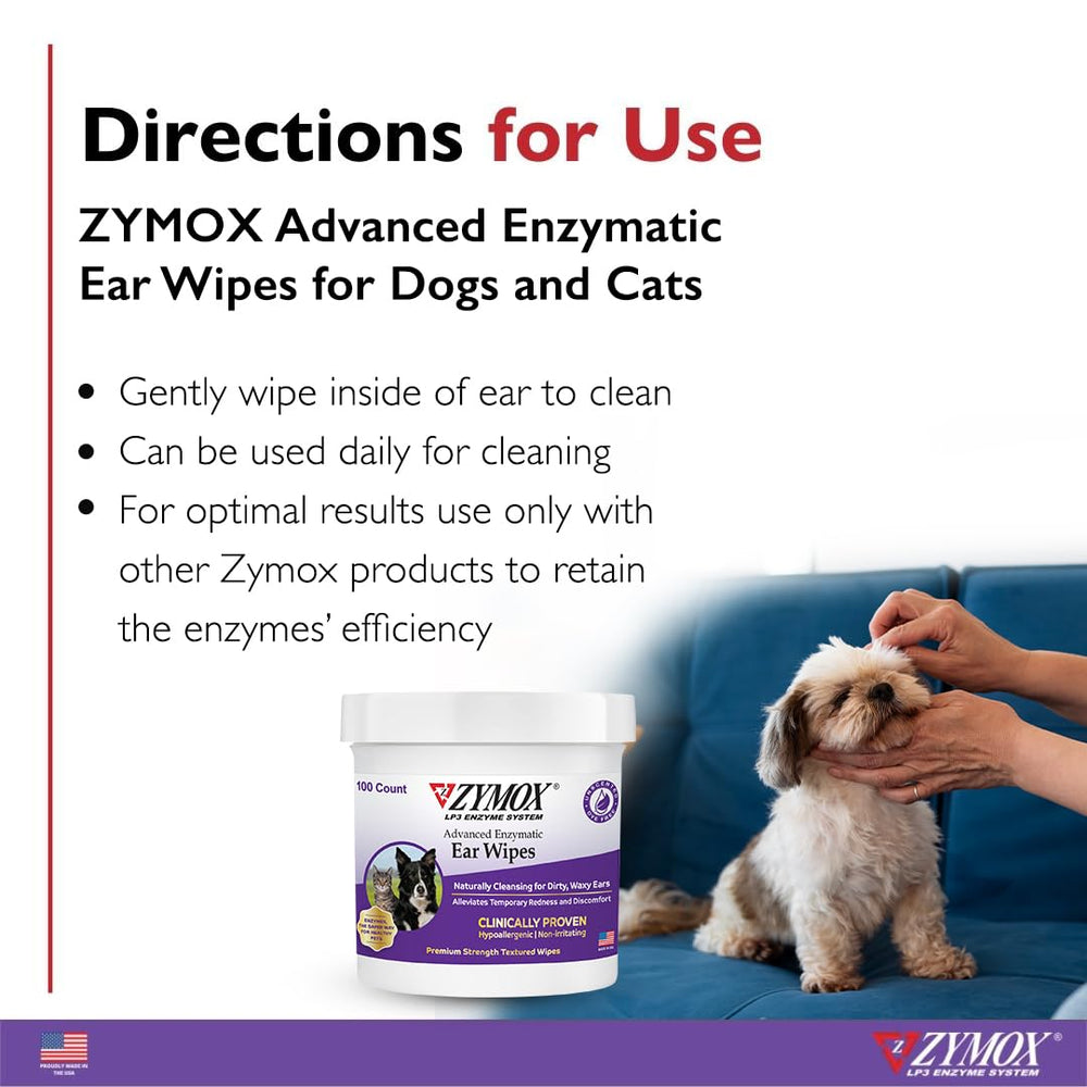 Fragrance-free and dye-free Zymox wipes for sensitive ears