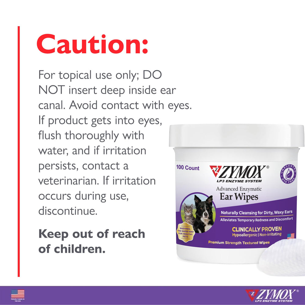 Veterinarian recommended Zymox ear wipes for waxy ears
