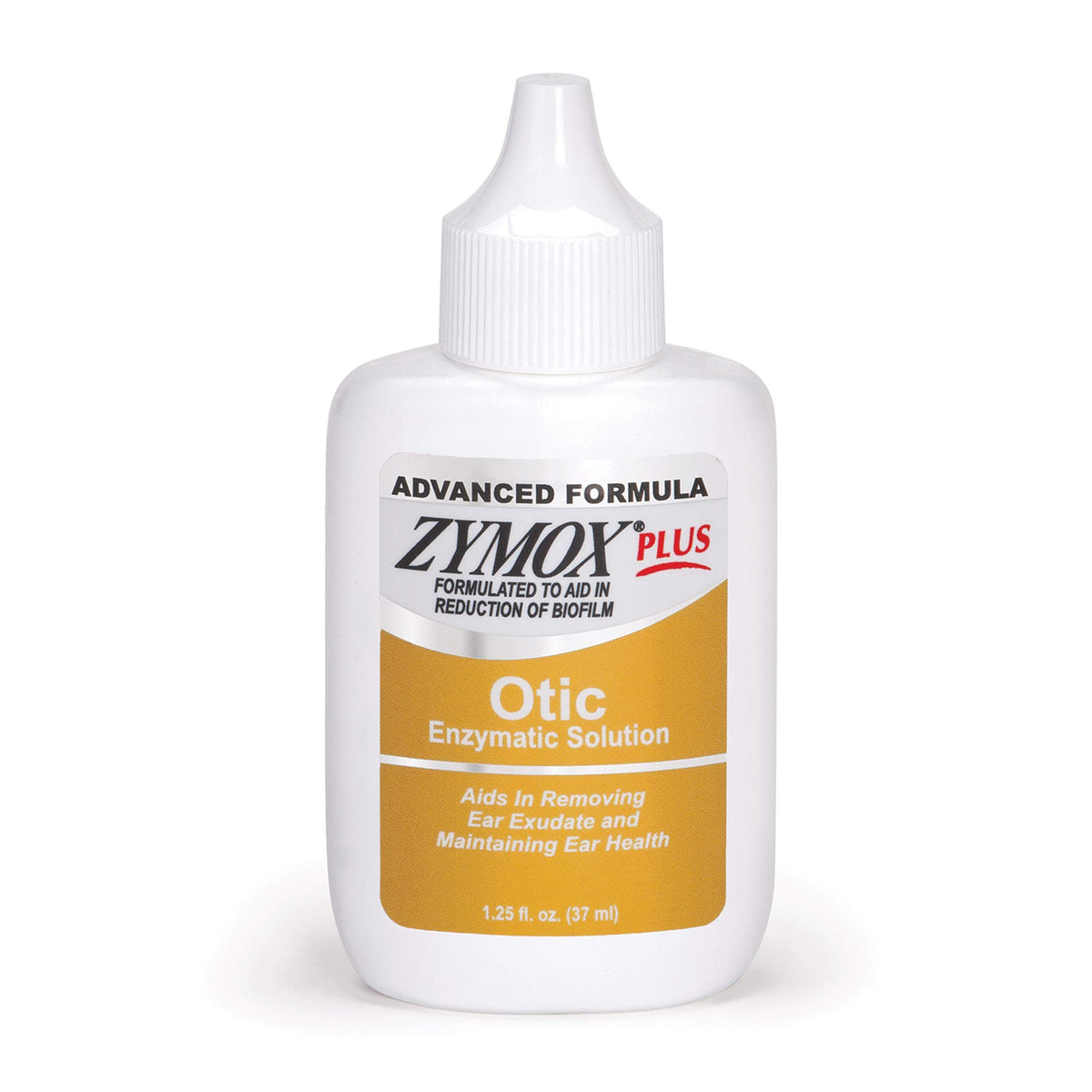 Zymox Advanced Formula Otic Plus bottle label for hydrocortisone-free pet ear care