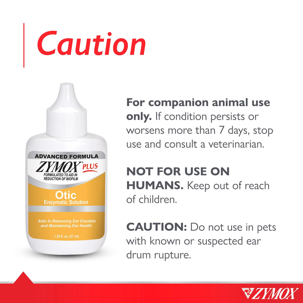 Zymox Advanced Formula Otic Plus enzymatic system diagram highlights biofilm-friendly action