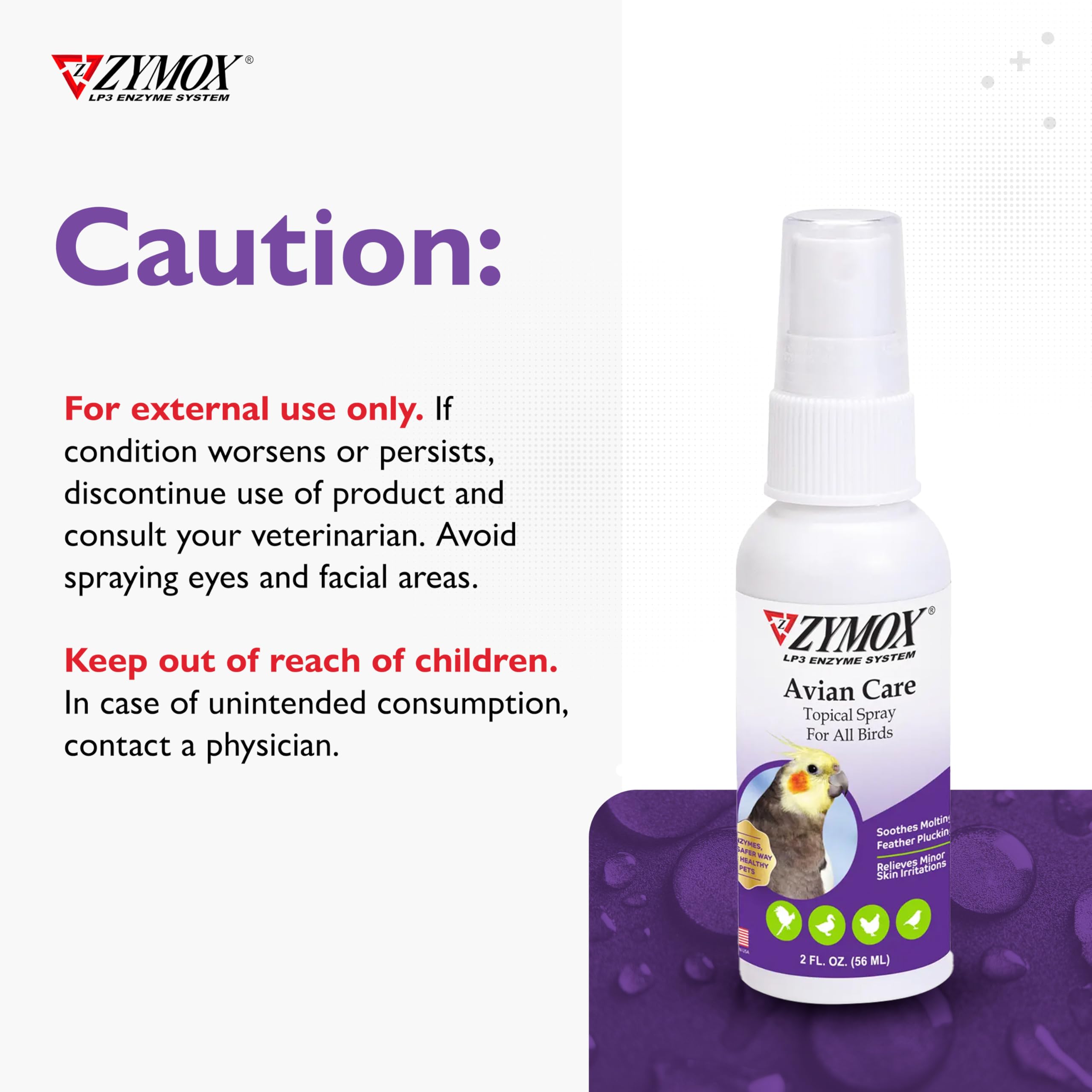 Poultry handler applies Zymox Avian Care Topical Spray to irritated skin