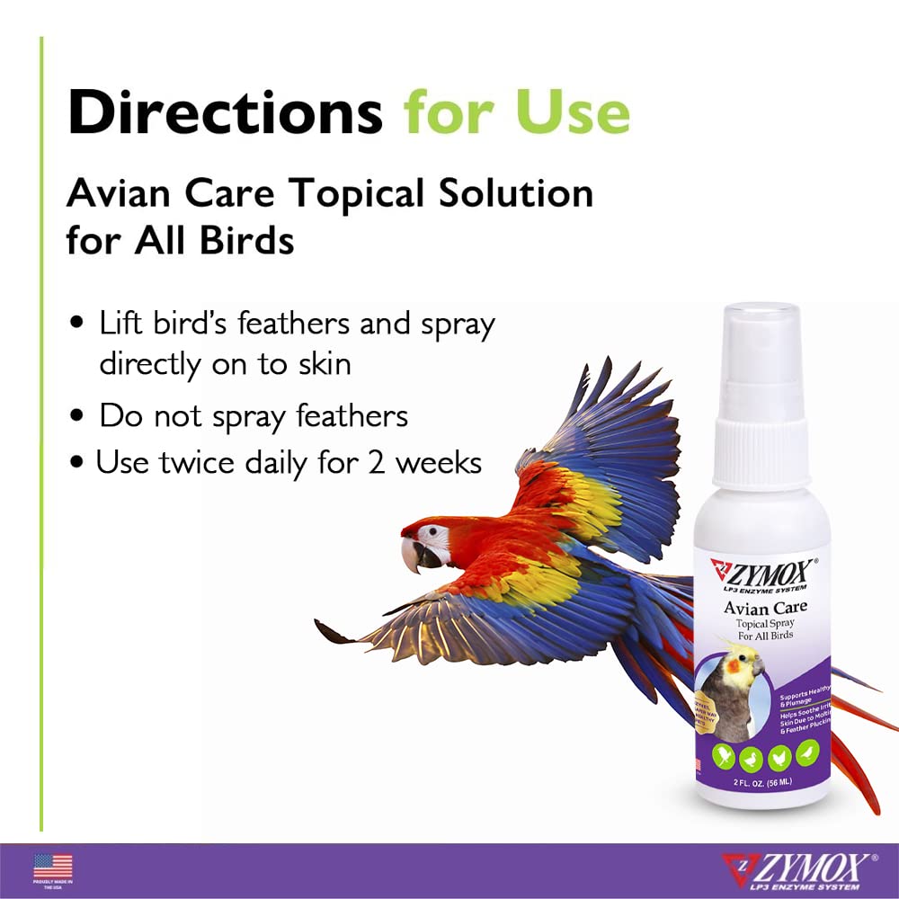 Zymox Avian Care Topical Spray bottle shown with easy-to-use packaging
