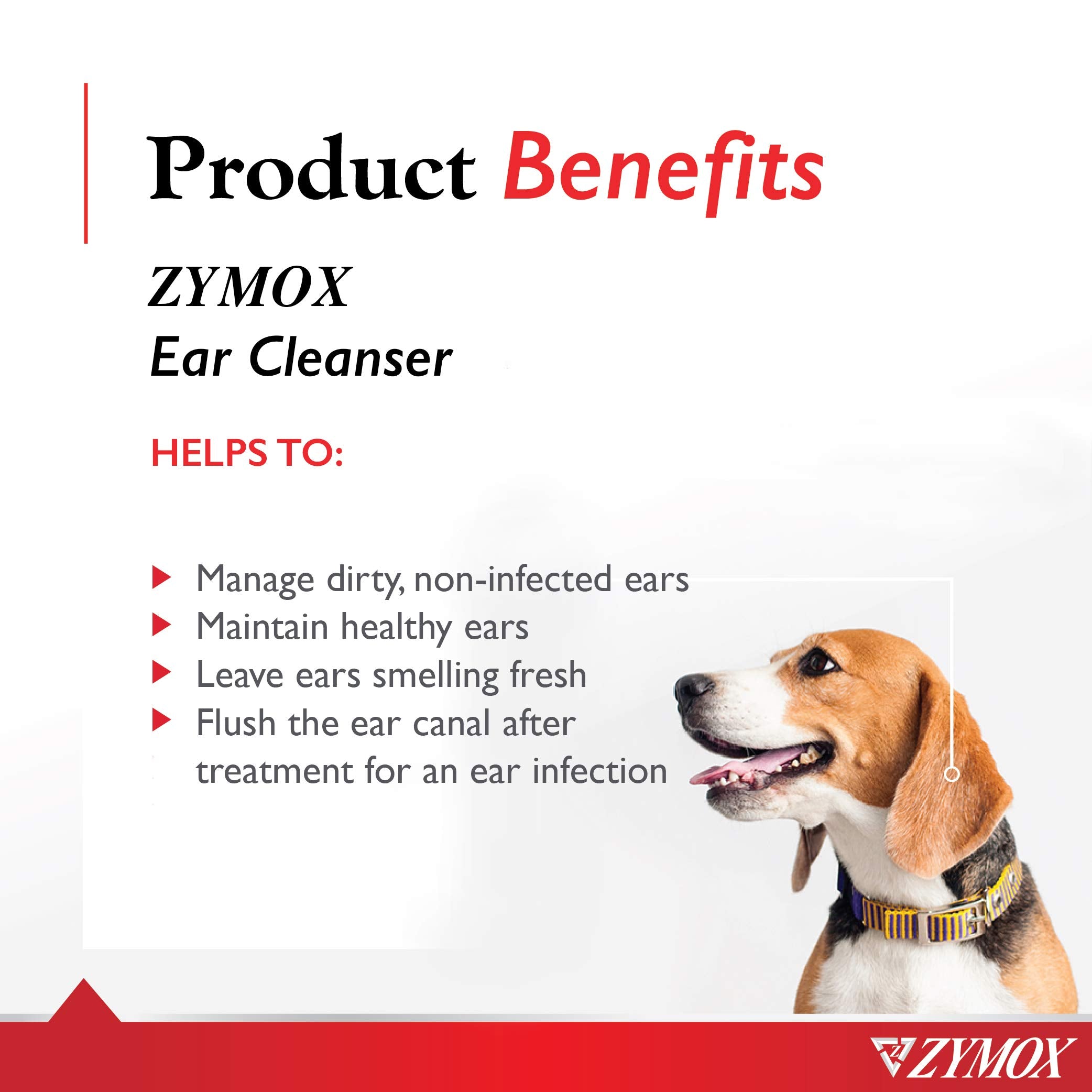 Zymox ear cleanser bottle label with veterinarian-recommended formula.