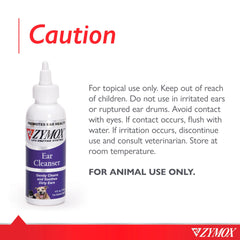 Zymox ear cleanser used on a dog for home ear care.