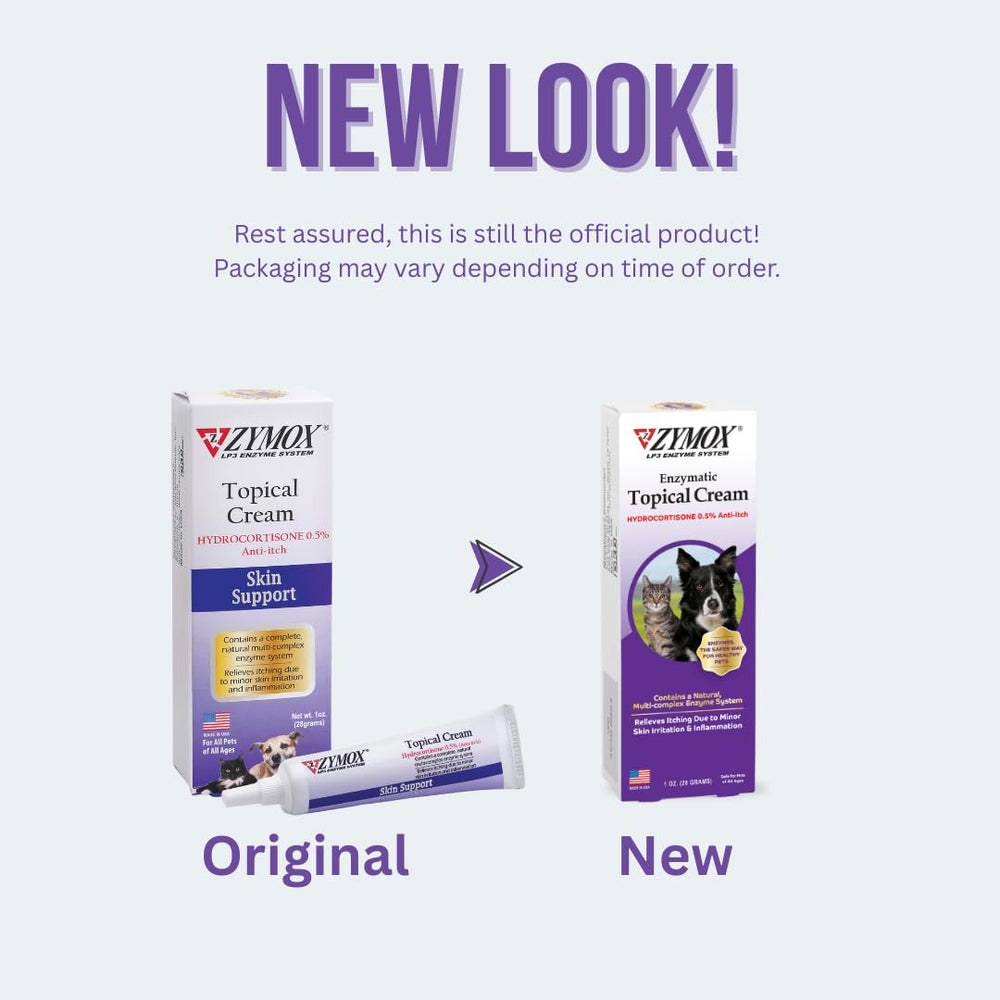 Zymox no-sting ointment application shown for easier pet care.
