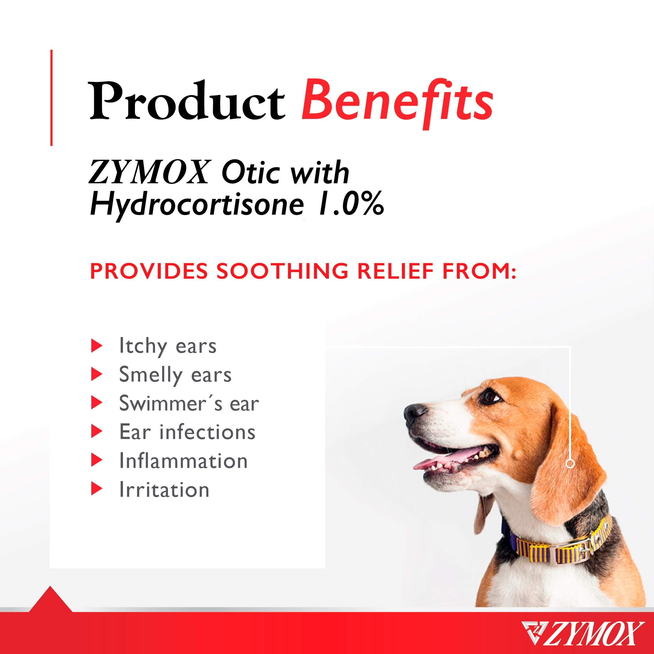 Zymox Otic applied to a dog's ear for gentle relief