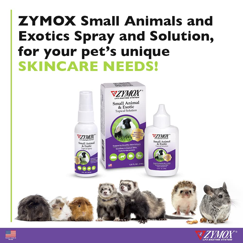 Zymox Small Animal Topical Solution label close-up showing non-toxic formula
