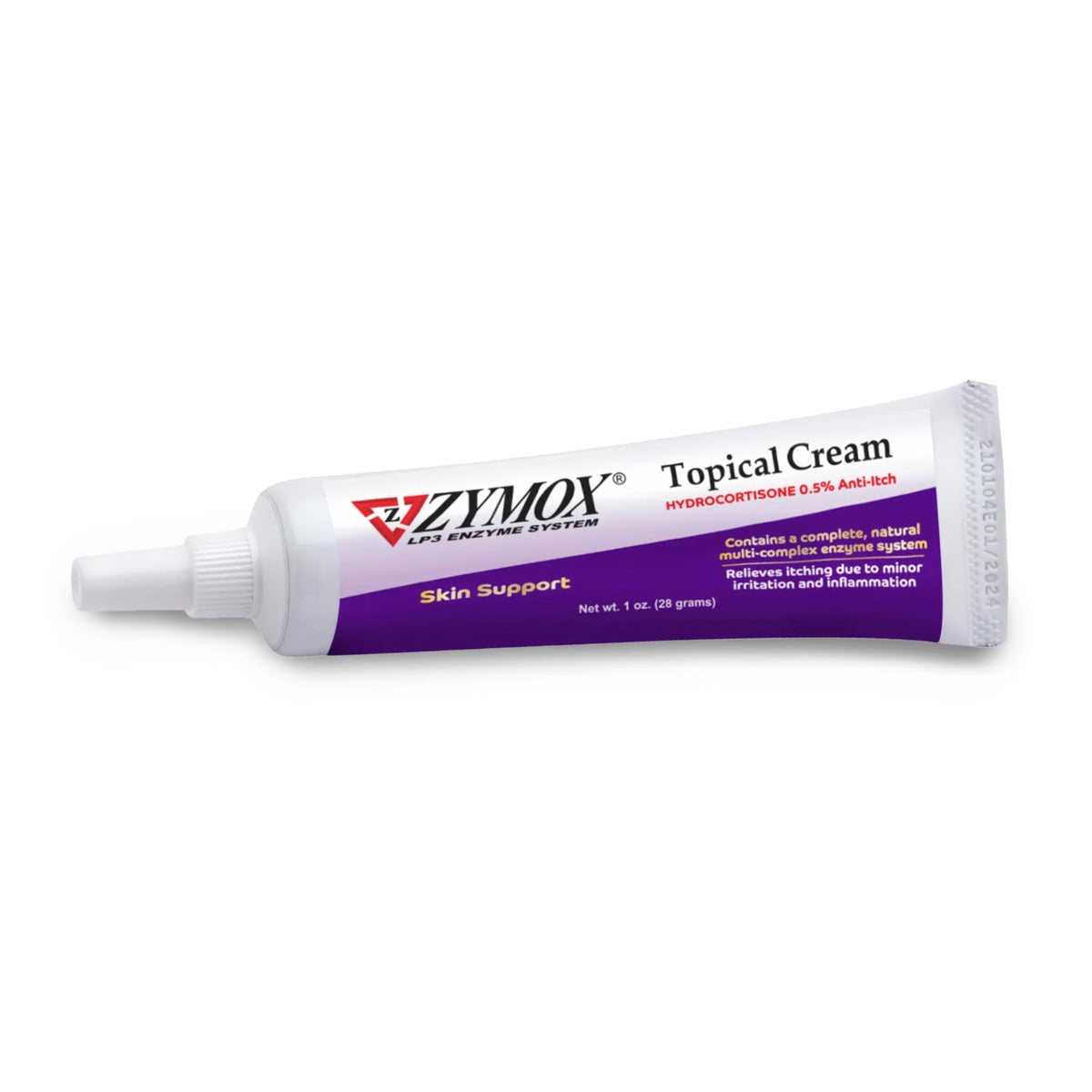 Zymox topical cream 0.5% hydrocortisone for dogs and cats applied to itchy skin.