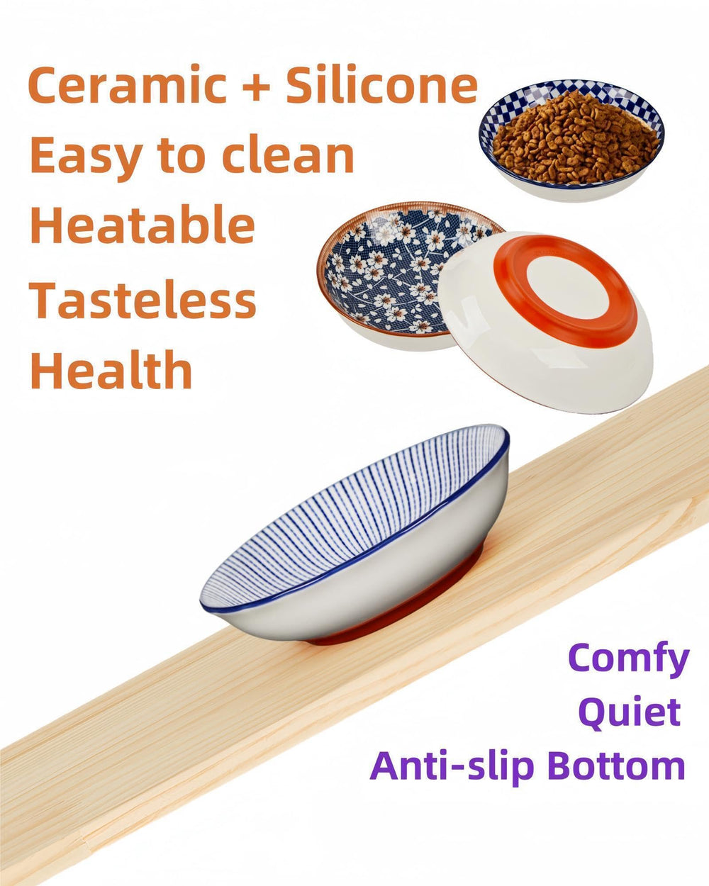 ZYUTONG cat bowls with silicone-base stability stay in place during feeding sessions.