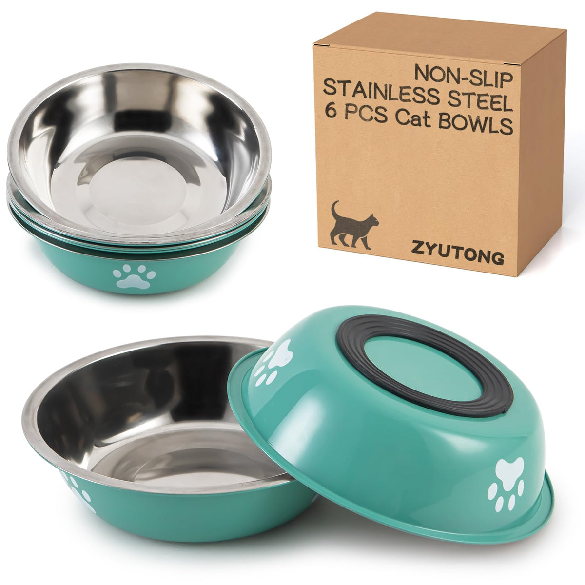 ZYUTONG stainless steel cat bowl with wide design for whisker-friendly feeding