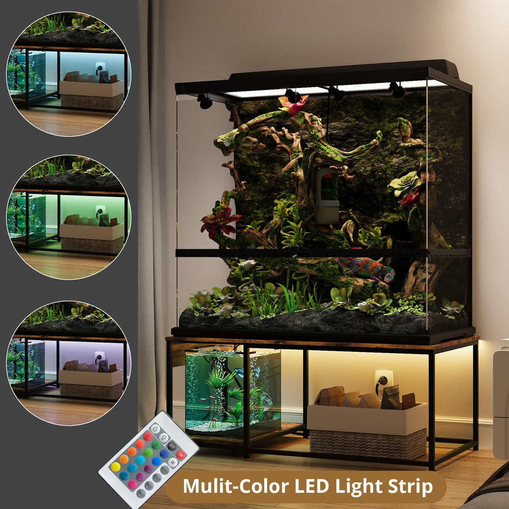 ZZJIHAI 4x2x2 stand LED-strip-lit ambiance enhances terrarium mood