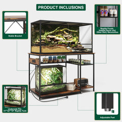 ZZJIHAI reptile tank stand desk setup enabling double terrarium