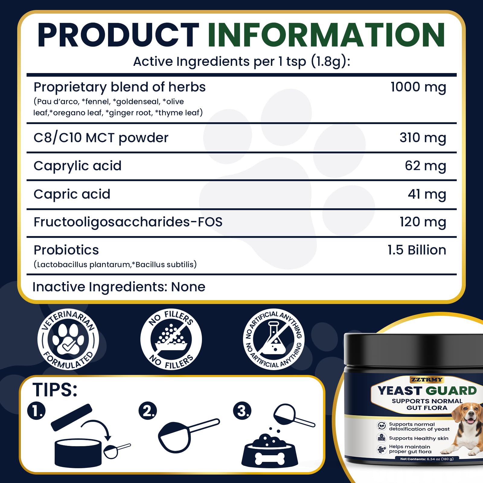 Probiotic ingredients support gut balance while addressing skin and ear comfort.